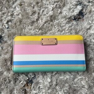 KATE SPADE NY MULTICOLOR STRIPED LONG WALLET